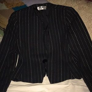 Vintage PSI Black Tweed Blazer Jacket Wool 100%